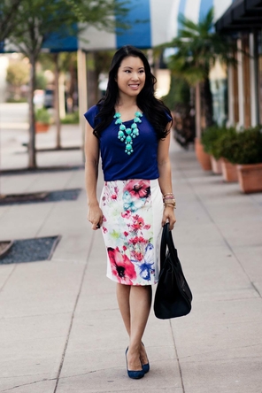 White Floral + Navy