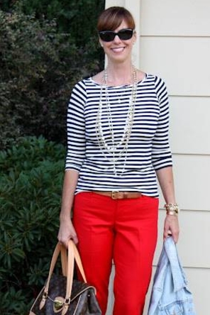 Stripes + Red Pants