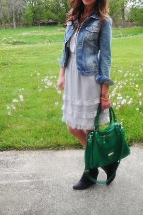 Denim jacket over dress